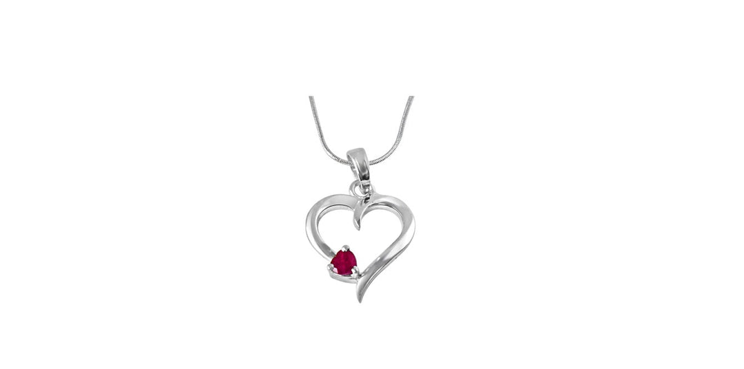 Surat Diamond Another World Red Ruby & Sterling Silver Pendant With 18" Chain  Sdp324