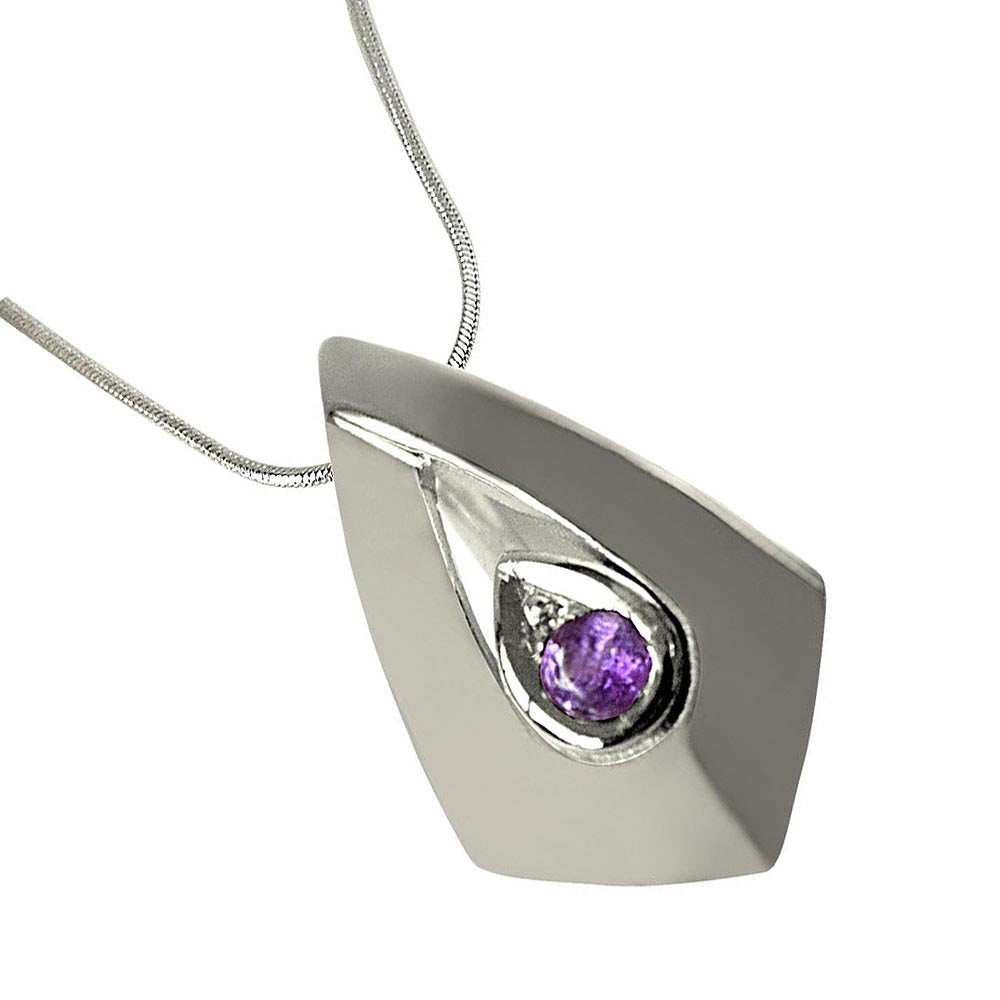 Surat Diamond - Amethyst Pendant Set In 925 Sterling Silver With 18 In Chain - Sdp337