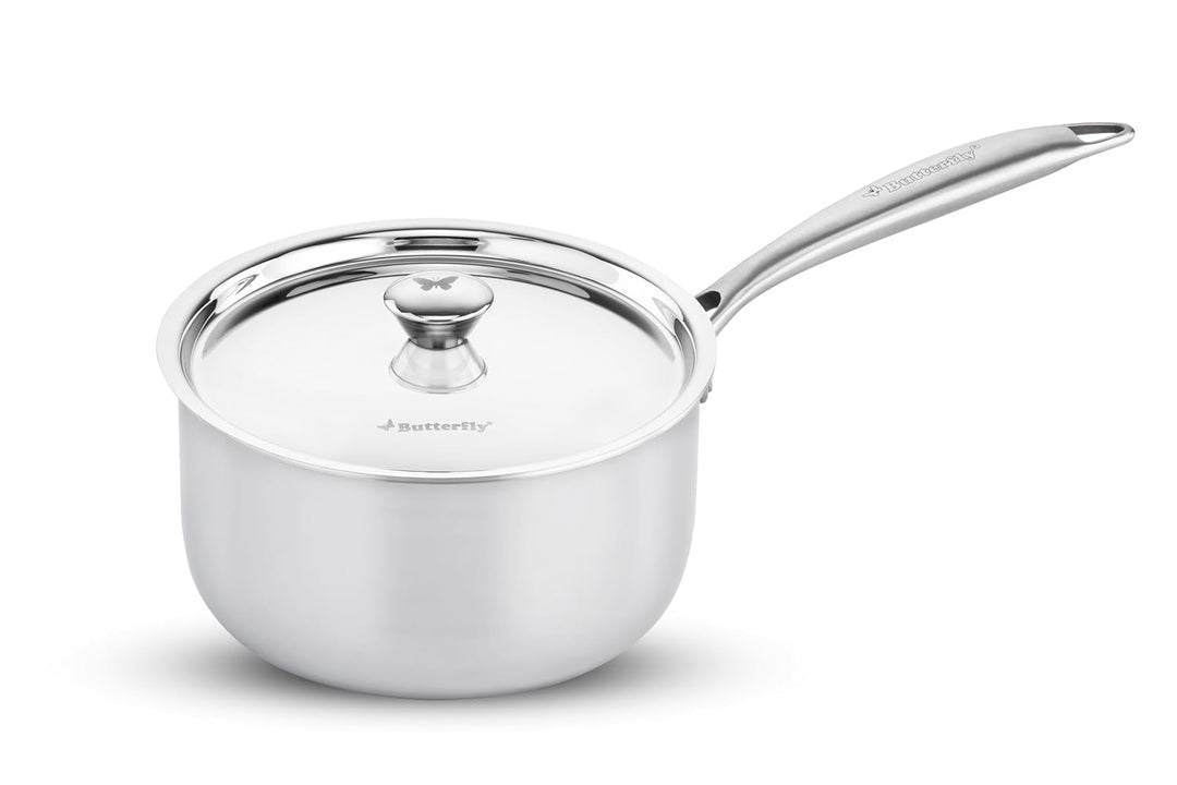 BUTTERFLY TEZ Triply Milk / Sauce pan - 1.8 L with SS lid 16 cm  TRMISP0001