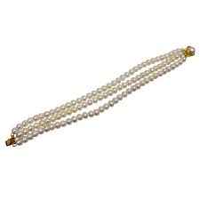 Surat Diamond-Three Line Real Pearl Bracelet for Women (SB77)