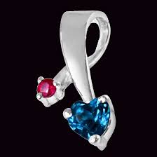 Surat Diamond-Heavenly Harmony Blue Topaz & Ruby Harmony Pendant in Sterling Silver - A Symphony of Splendor