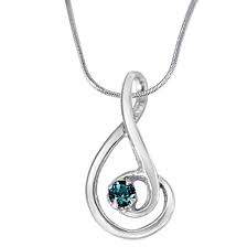 Surat Diamond-Forever Young Elegantly Designed Blue Topaz & 925 Sterling Silver Pendant with 18 IN Chain (SDP388)