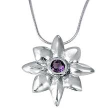 Surat Diamond-Crazy Daisies Floral Purple Amethyst & 925 Sterling Silver Pendant with 18 IN Chain (SDP407)