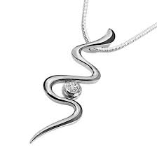Surat Diamond-Twisty Silver - Real Diamond & Sterling Silver Pendant with 18 IN Chain (SDP46)