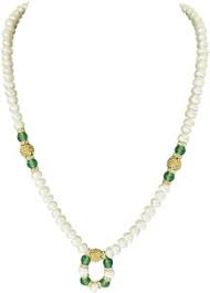Surat Diamond-Enchanted Elegance  Button Pearl & Green Onyx Gold-Plated Necklace (SN1092)