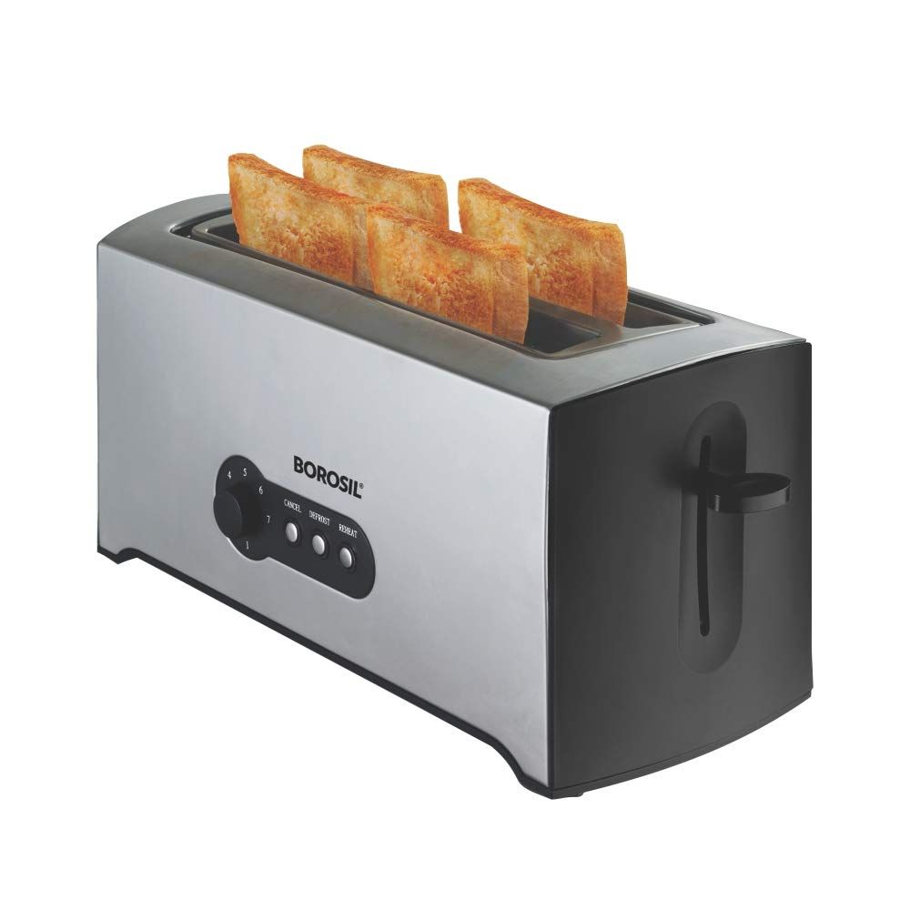 Borosil Bto1500Ss22 Krispy 4 Slice Pop Up Toaster 1500 W