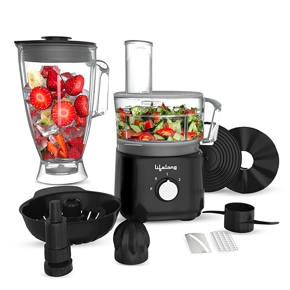 Lifelong Llfpr01 Prozessoren 800 Watts Food Processor With Blenderjar, Accessories, Processing Bowl & Citrus Juicer, (Black)