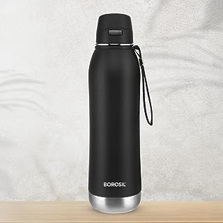 Borosil Rivera Insulated Water Bottle, Stainless Steel Bottle With Double Wall Vacuum Insulation, 6 Hours Hot & Cold, For Everyday Use