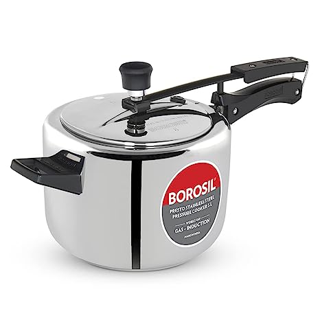 Borosil Presto Induction Base Stainless Steel Inner Lid Pressure Cooker 3L