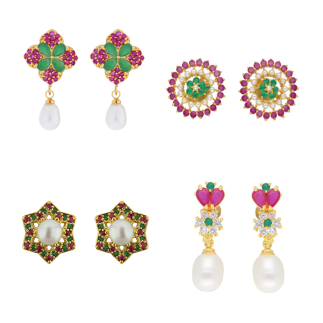 Mehvish Combo Of 4 Pair Earrings