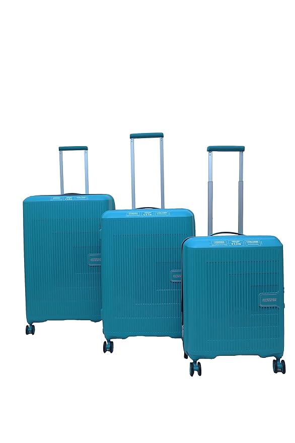 American Tourister Aerostep Polypropylene Hard-Sided Luggage/Suitcase/Trolley Bag With Tsa Lock Set Of 3 Colour May Vary